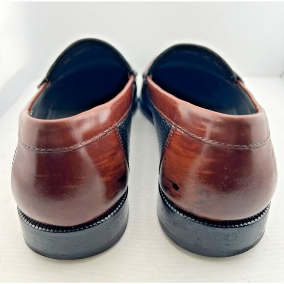 FLORSHEIM Men\'s 12D Black Brown Slip on Loafers Dress Shoes Leather Brazil